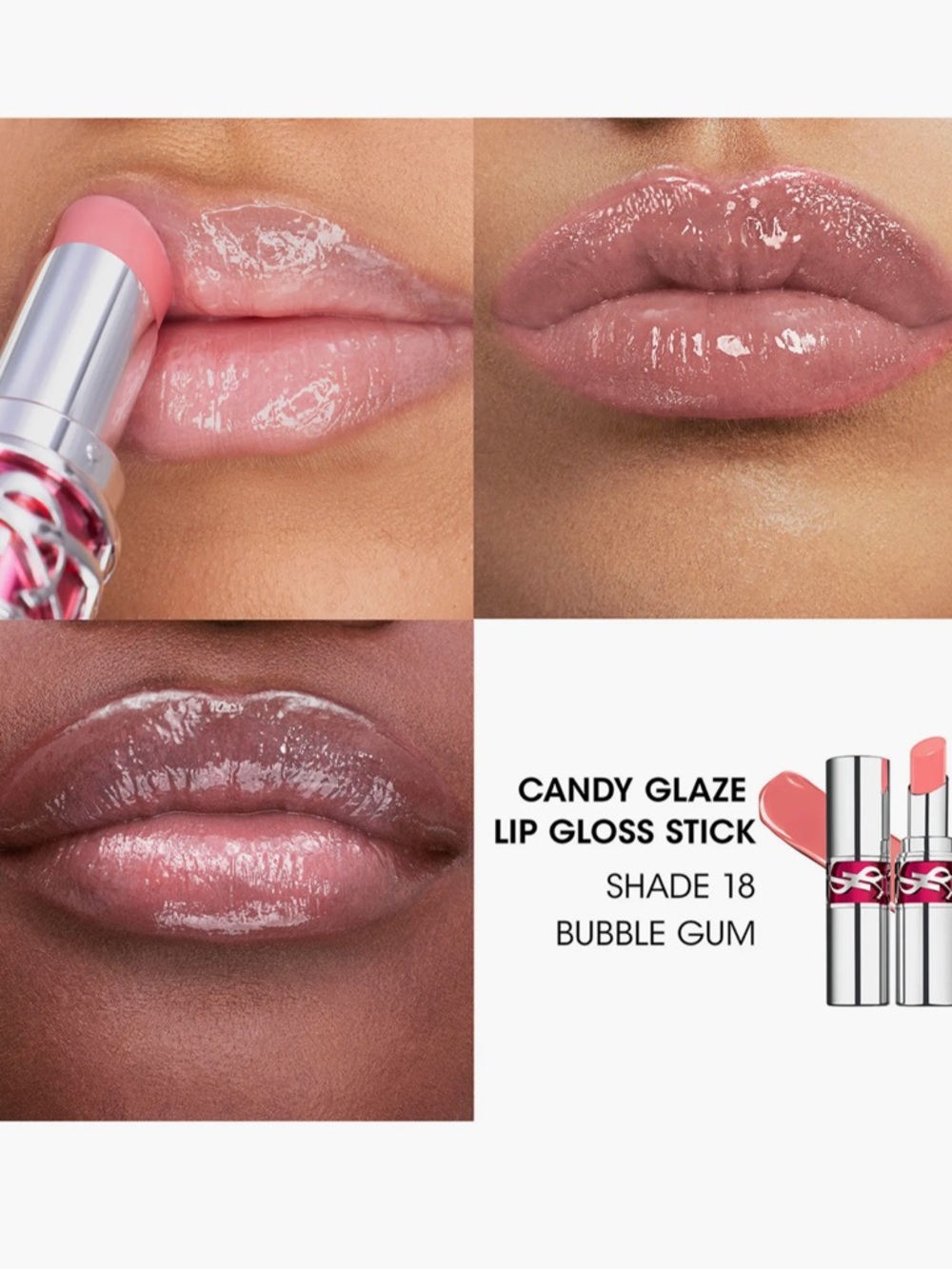 YSL Candy Glaze Lip Gloss Stick Shade 18 Bubblegum - Picture 2 of 4